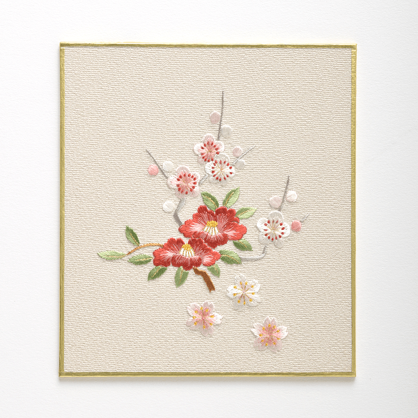 刺繍額　京都百景　加茂川に鷺 京都の刺繍三京 楽天店 家紋刺繍額 高砂